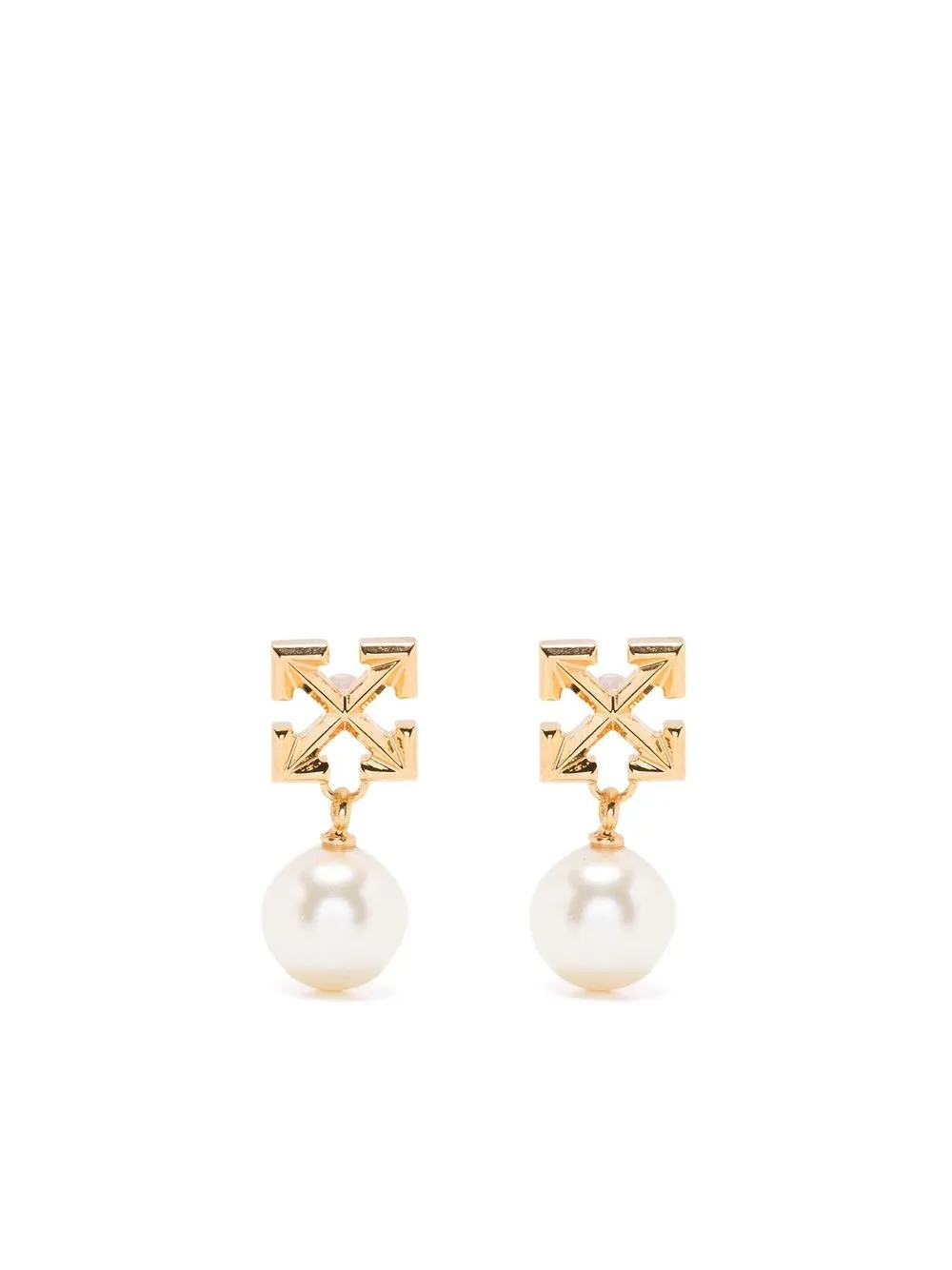 

Off-White Arrows motif faux-pearl earrings - Gold