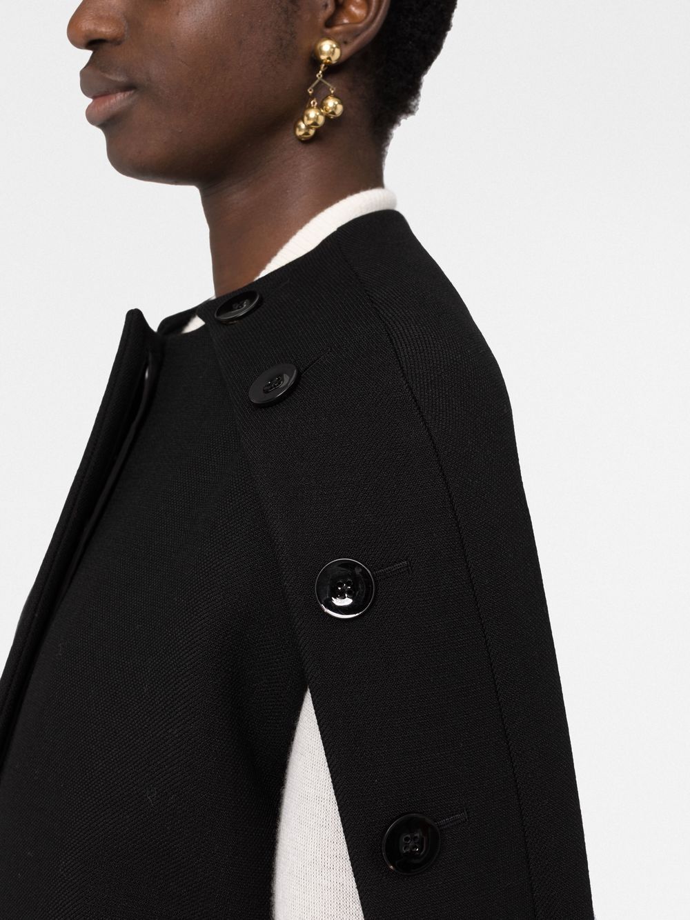 Shop Jil Sander Buttoned Slit-sleeves Coat In Black