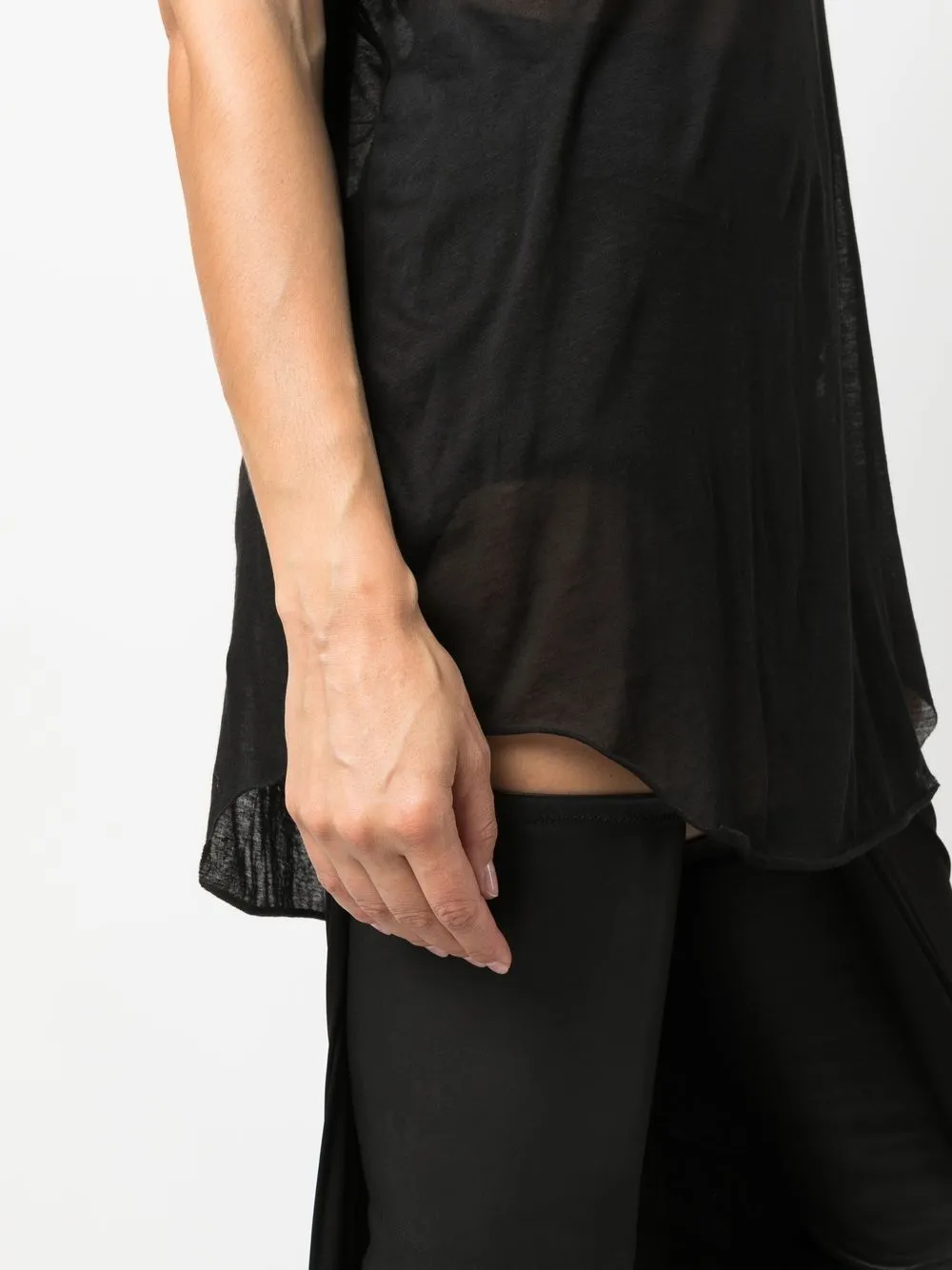 Rick Owens Semi-sheer Tank Top In Black