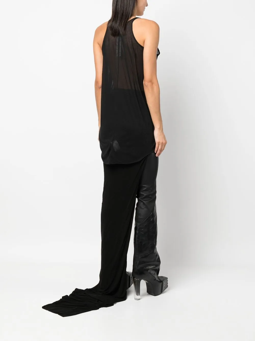 Rick Owens Semi-sheer Tank Top In Black