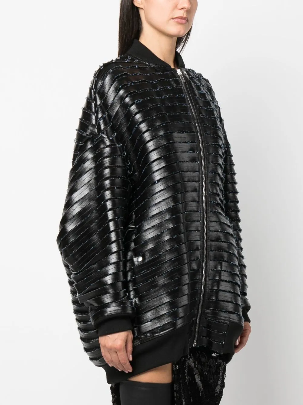 Rick Owens Faux-leather Bomber Jacket In Black