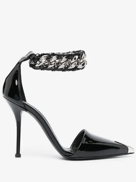 Alexander McQueen 105mm chain-trim leather pumps