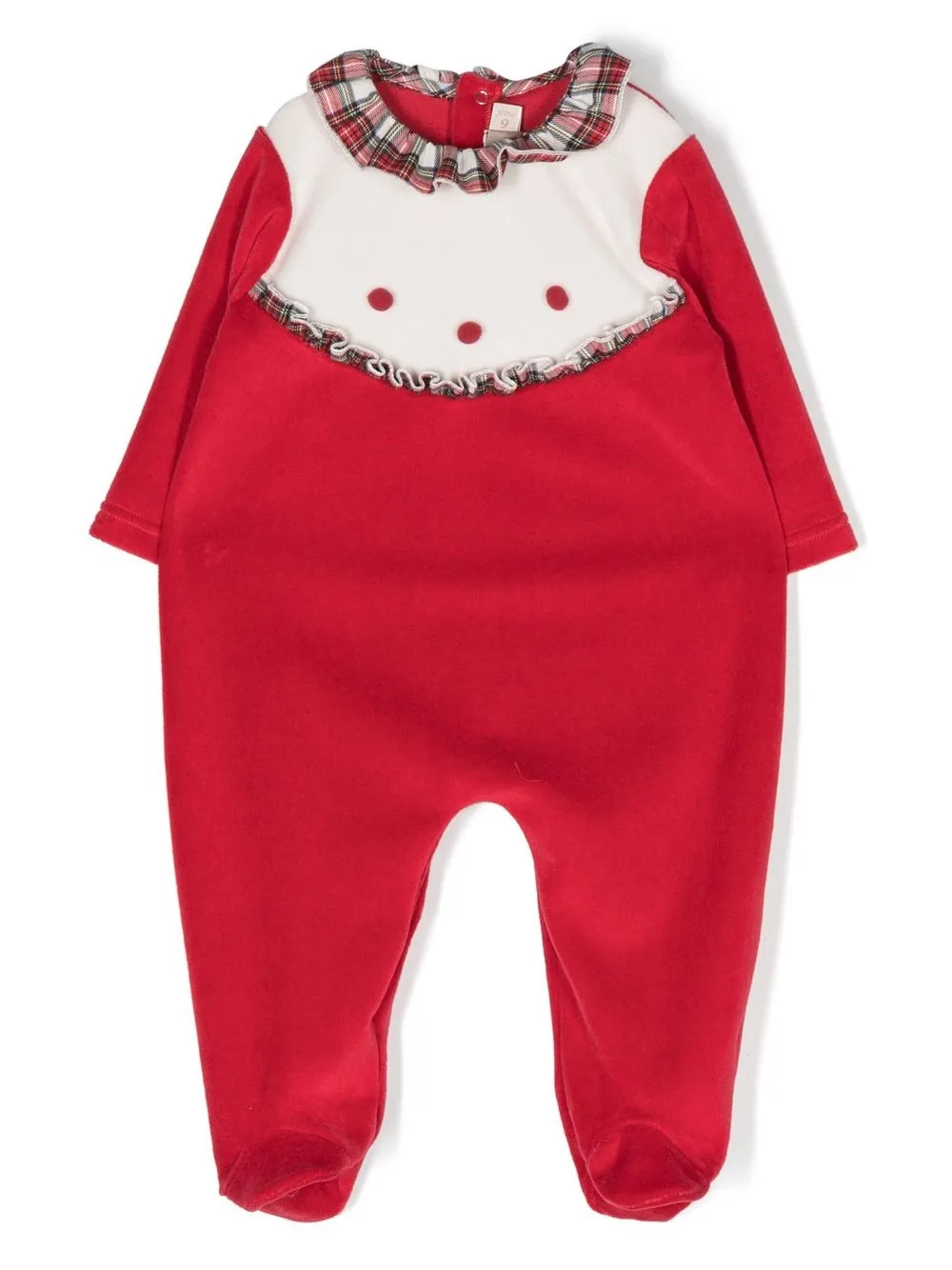 

La Stupenderia tartan-trim detail babygrow - Red