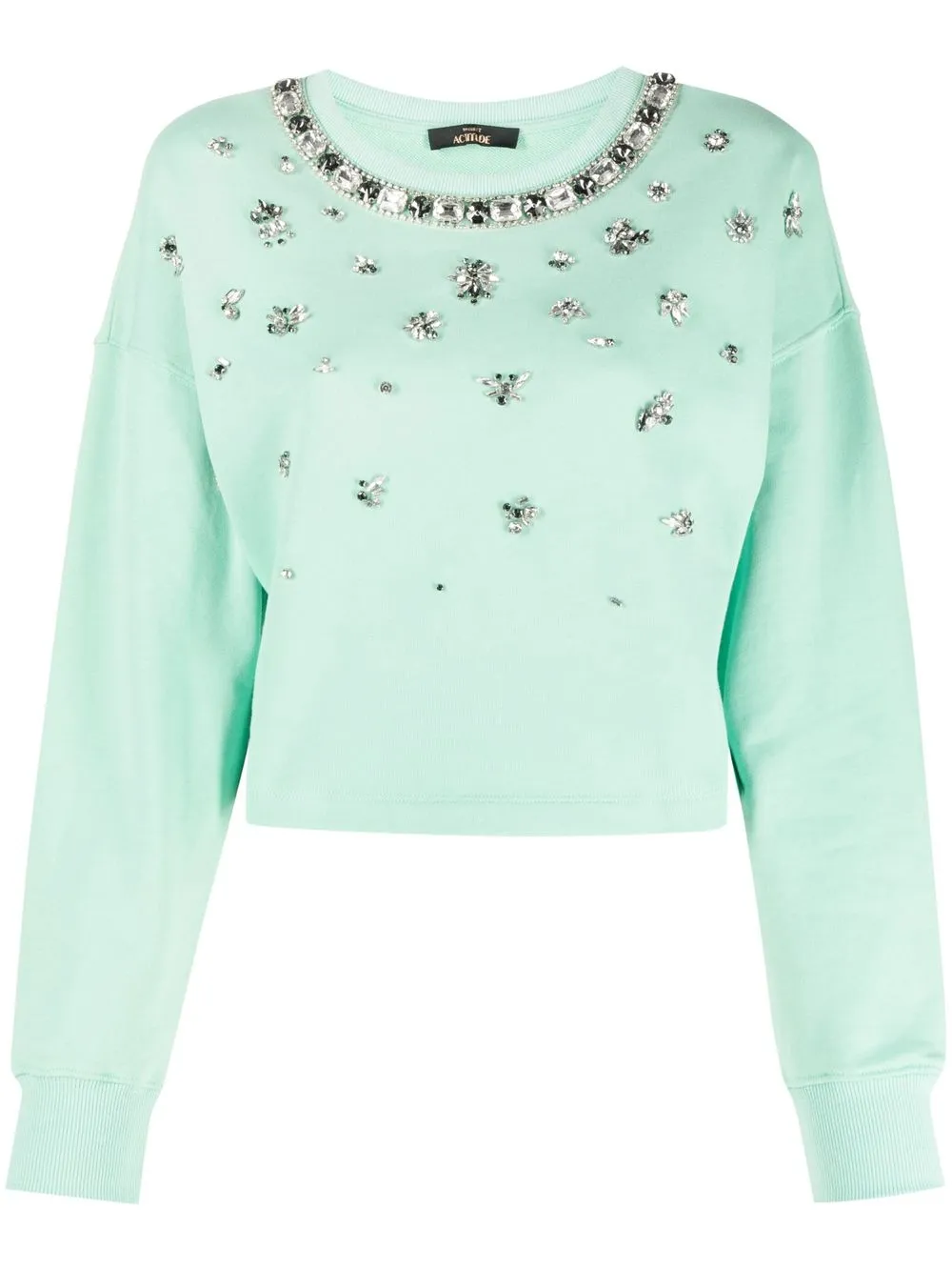 

TWINSET crystal-emellished crew neck jumper - Green