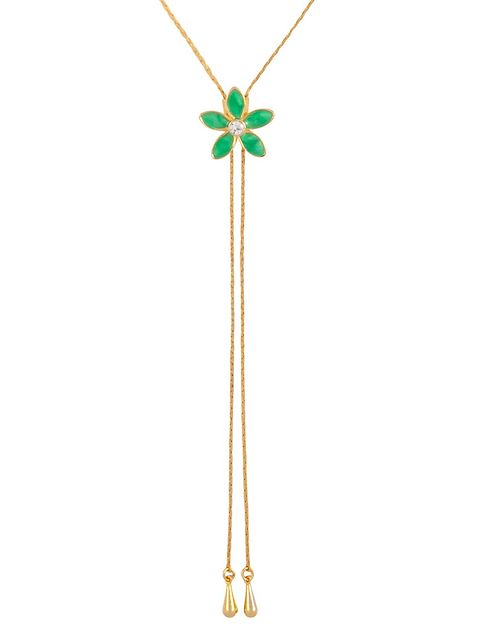 Susan Caplan Vintage 1990s floral charm lariat necklace
