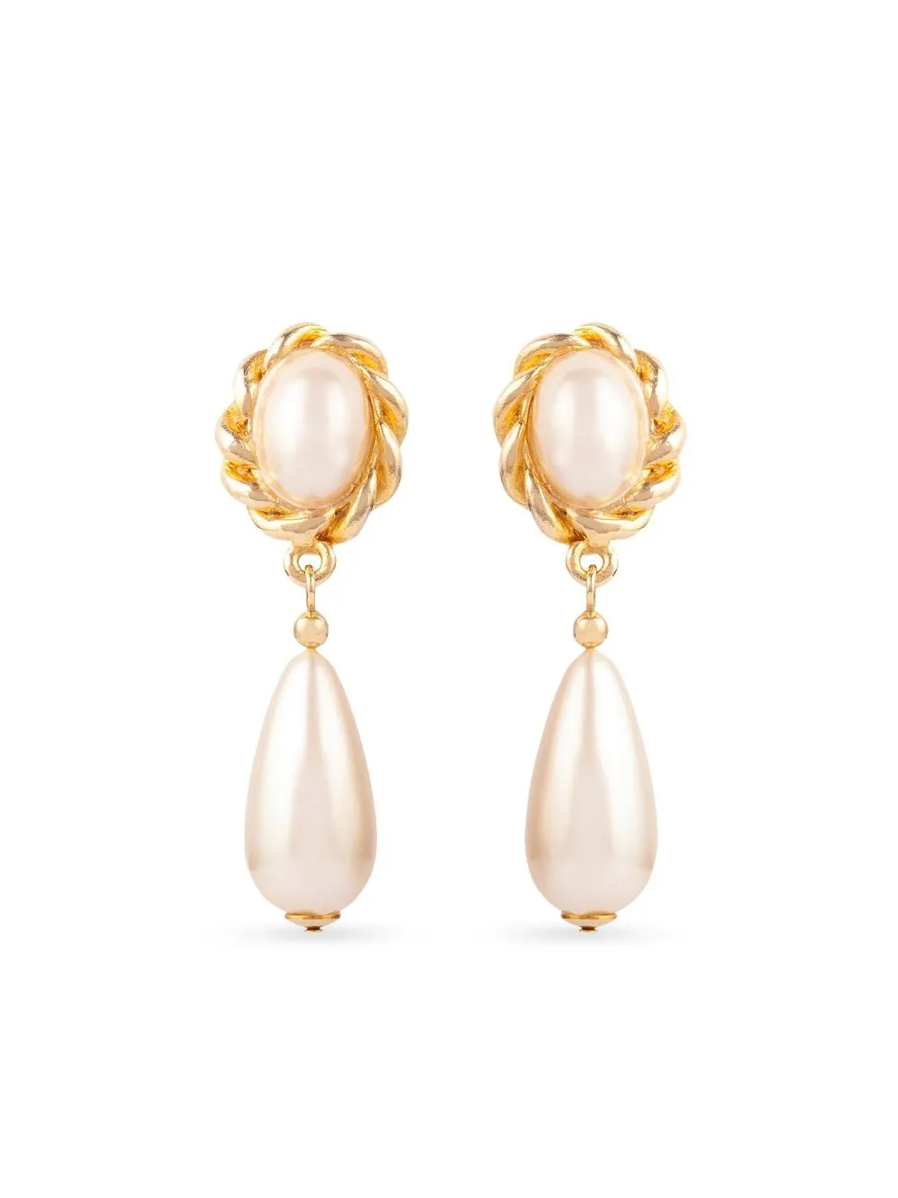 

Susan Caplan Vintage 1990s faux pearl clip-on earrings - Gold