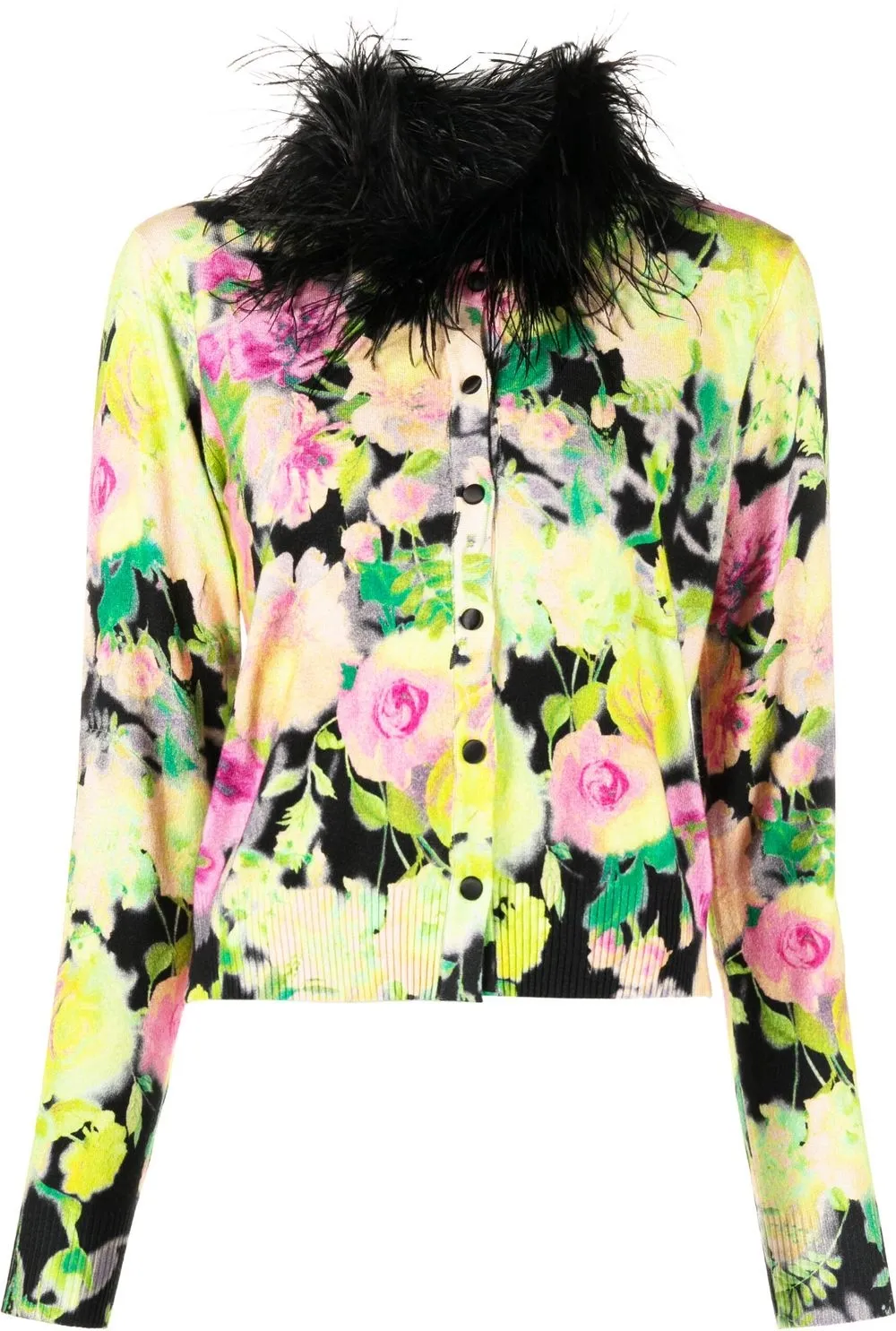 

TWINSET feather-trim button-up cardigan - Green