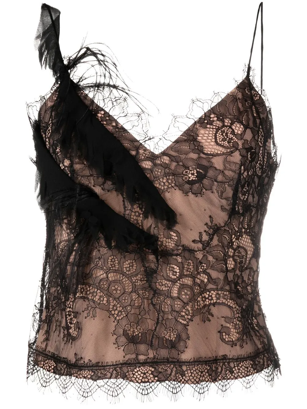 

Alberta Ferretti floral-lace detail cami top - Black