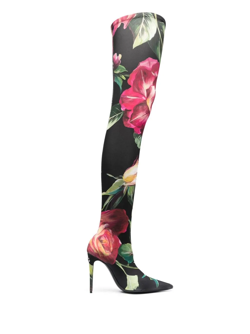 

Dolce & Gabbana floral-print thigh-high boots - Black