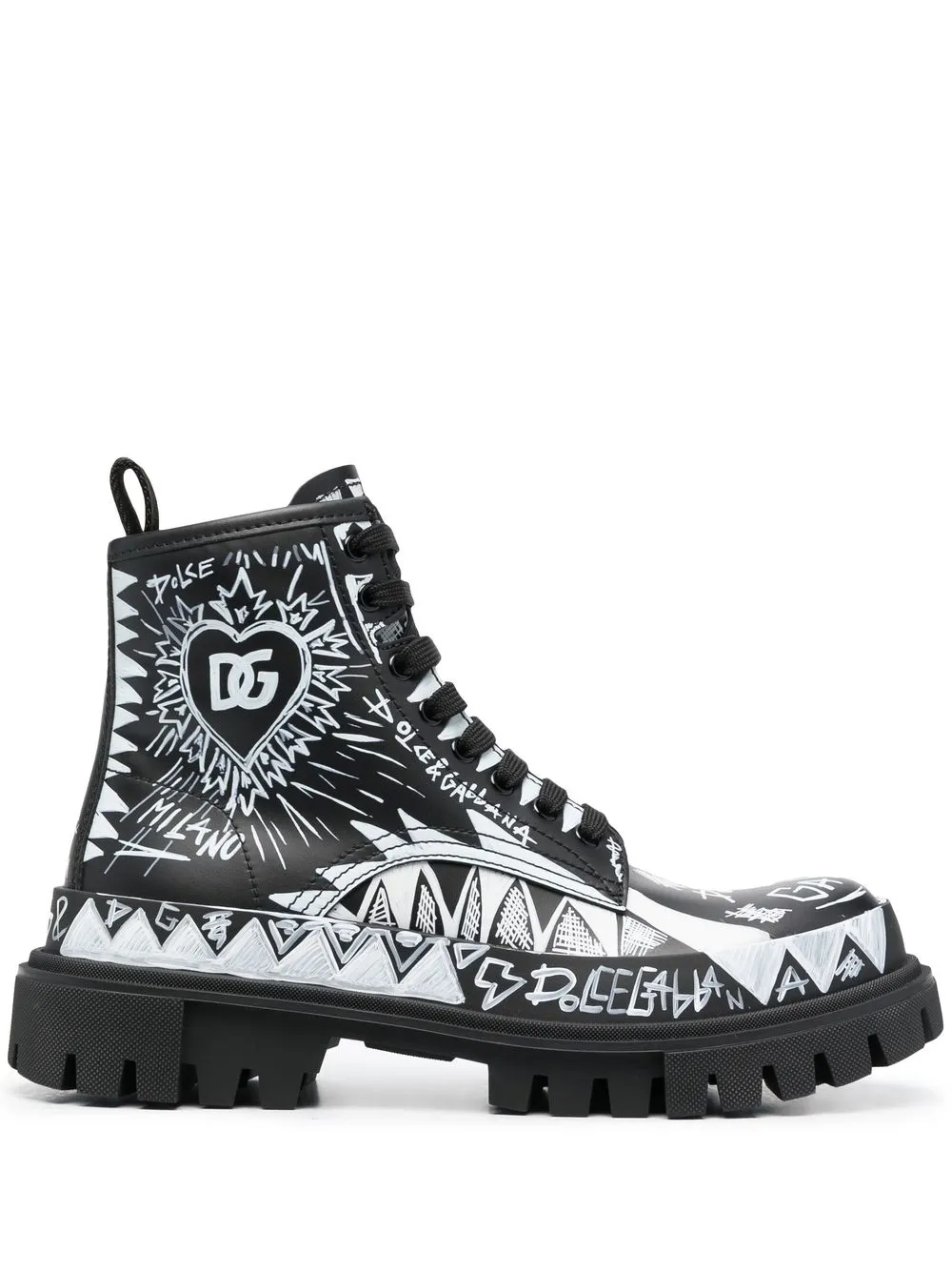 

Dolce & Gabbana graffiti-print lace-up boots - Black