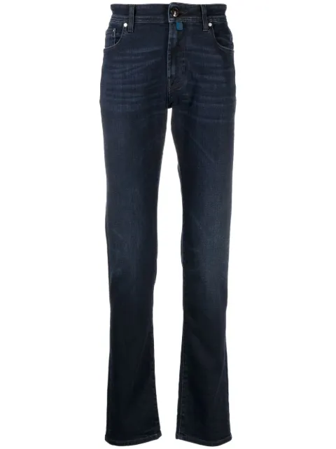 slim-cut logo-patch jeans