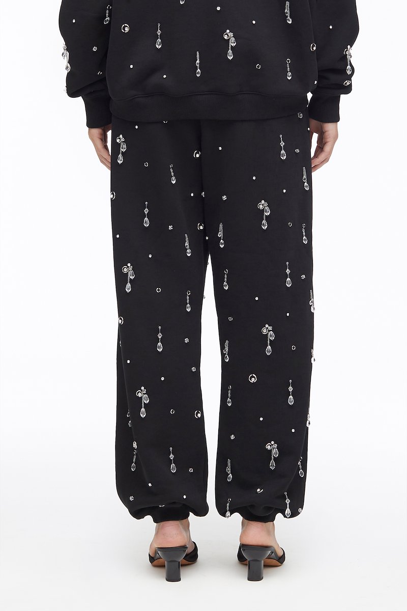 Drip Embellished Compact French Terry Sweatpant-black #1 Drip Embellished Compact French Terry Sweatpant, - 3