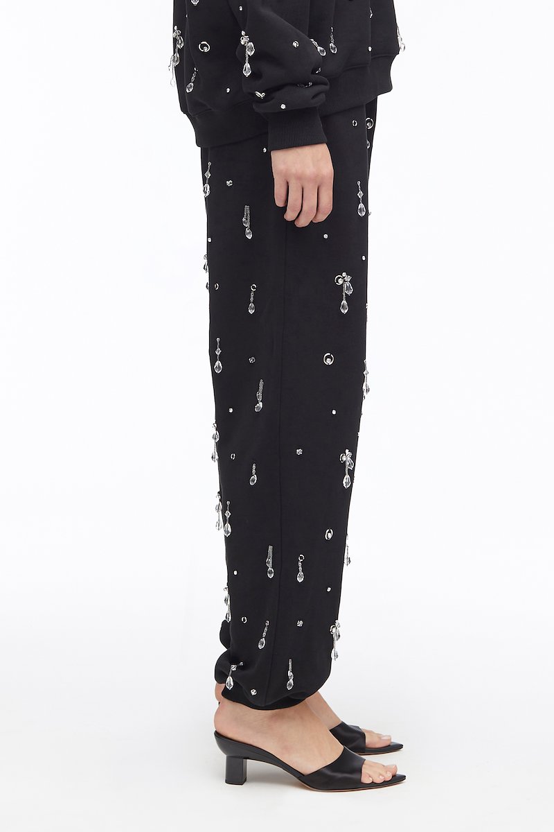 Drip Embellished Compact French Terry Sweatpant-black #0 Drip Embellished Compact French Terry Sweatpant, - 2