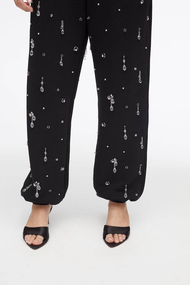 Drip Embellished Compact French Terry Sweatpant-black #0 Drip Embellished Compact French Terry Sweatpant, - 4