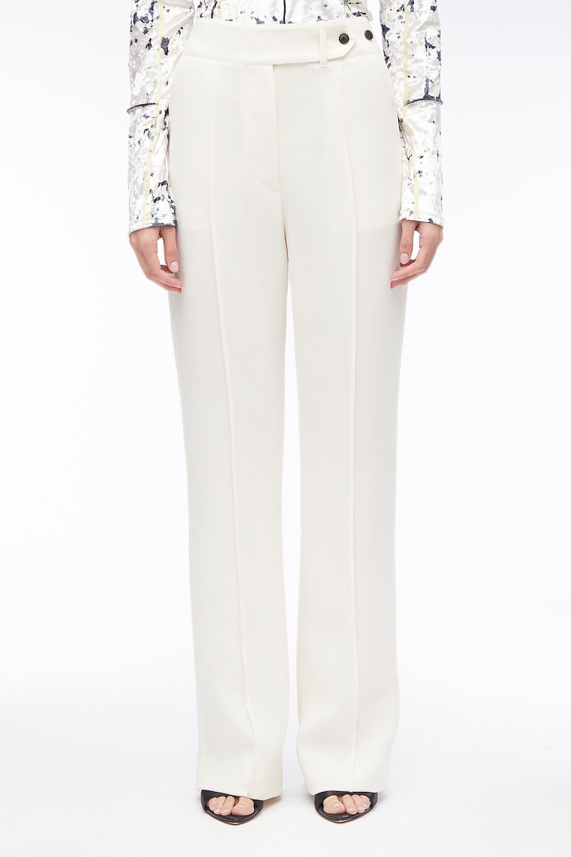 Heavy Cady Pintuck Trouser-white #1 Heavy Cady Pintuck Trouser, straight-leg tailored trousers from 3.1 PHILLIP LIM featuring off-white, pleat detailing, front button fastening, two diagonal pockets to the sides and straight leg.- 1