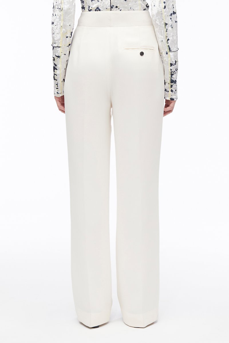 Heavy Cady Pintuck Trouser-white #1 Heavy Cady Pintuck Trouser, straight-leg tailored trousers from 3.1 PHILLIP LIM featuring off-white, pleat detailing, front button fastening, two diagonal pockets to the sides and straight leg.- 3