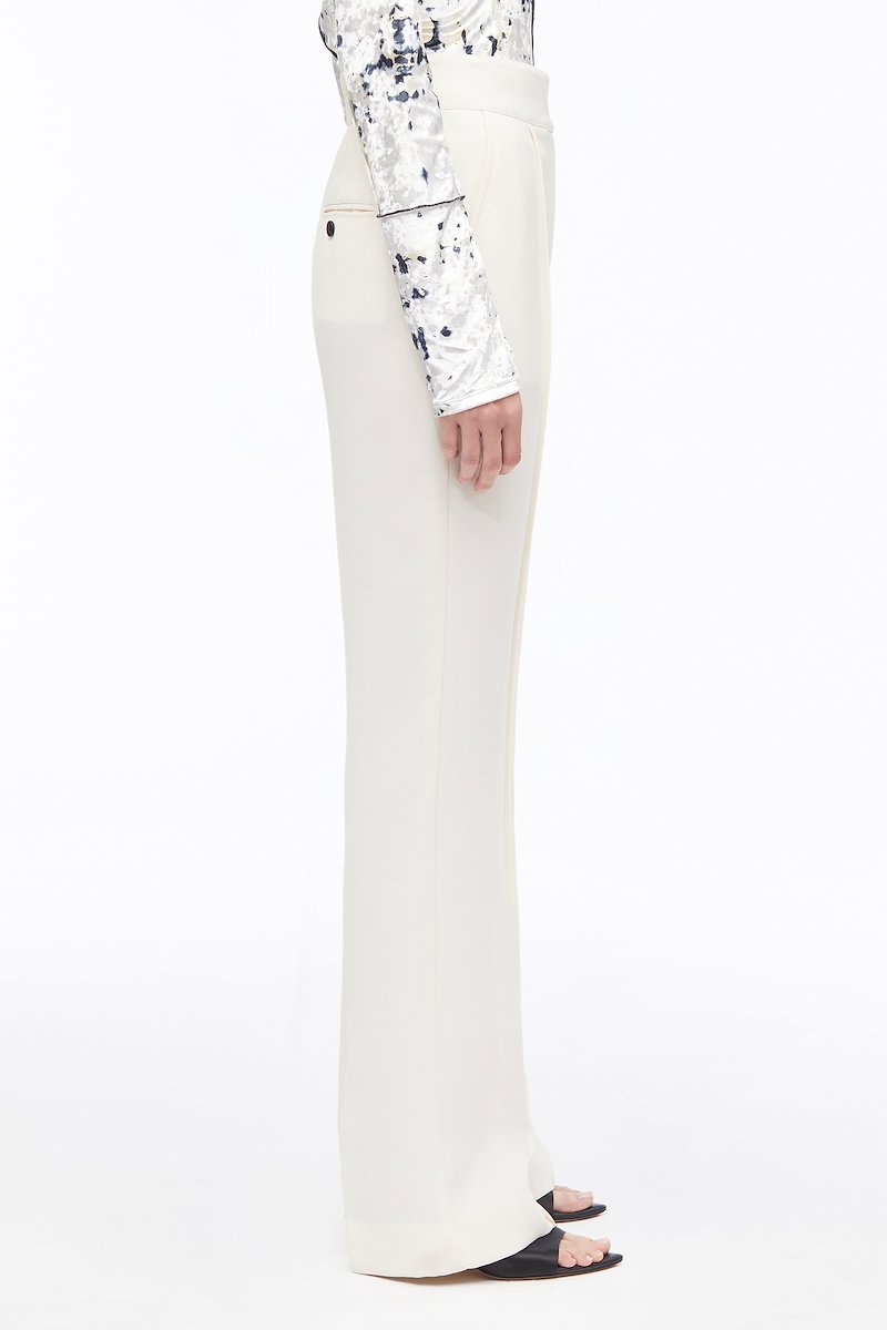 Heavy Cady Pintuck Trouser-white #0 Heavy Cady Pintuck Trouser, straight-leg tailored trousers from 3.1 PHILLIP LIM featuring off-white, pleat detailing, front button fastening, two diagonal pockets to the sides and straight leg.- 2