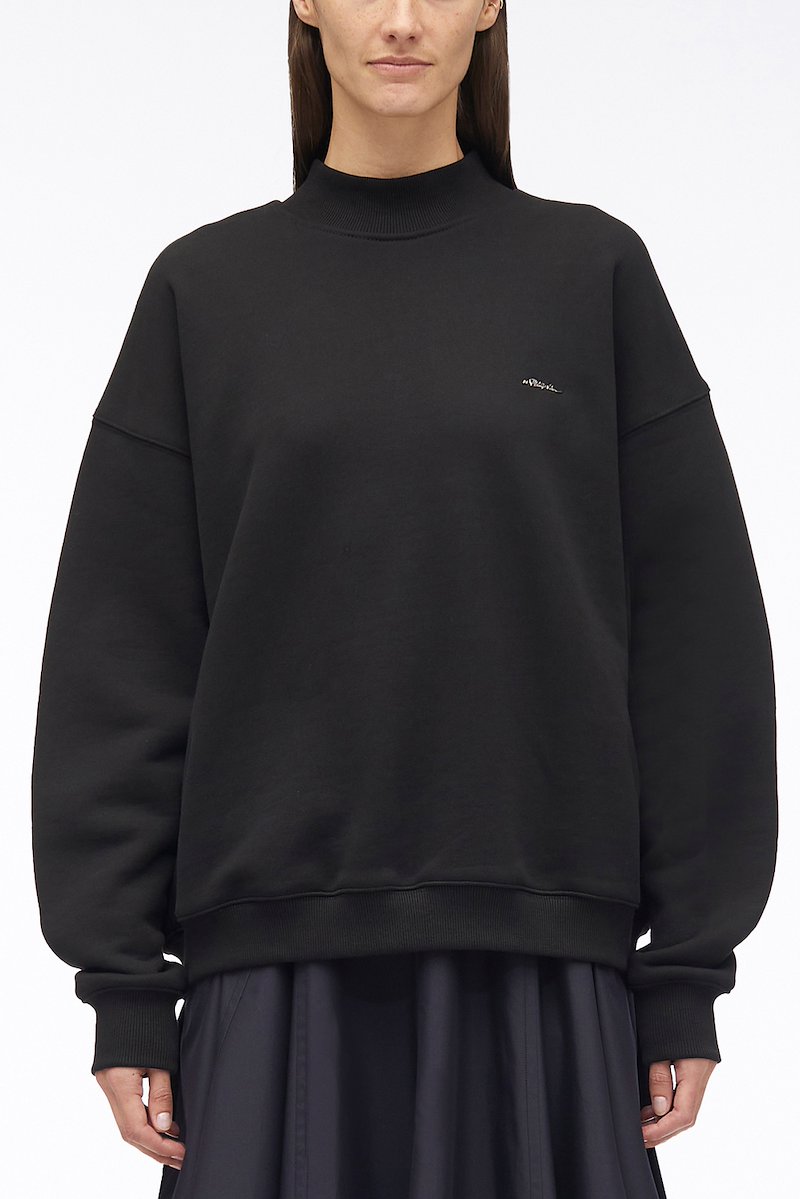 Compact French Terry Sweatshirt-black #1 Compact French Terry Sweatshirt, logo-print crew-neck sweatshirt from 3.1 PHILLIP LIM featuring black, cotton blend, logo print at the chest, crew neck, long sleeves and ribbed edge.- 1