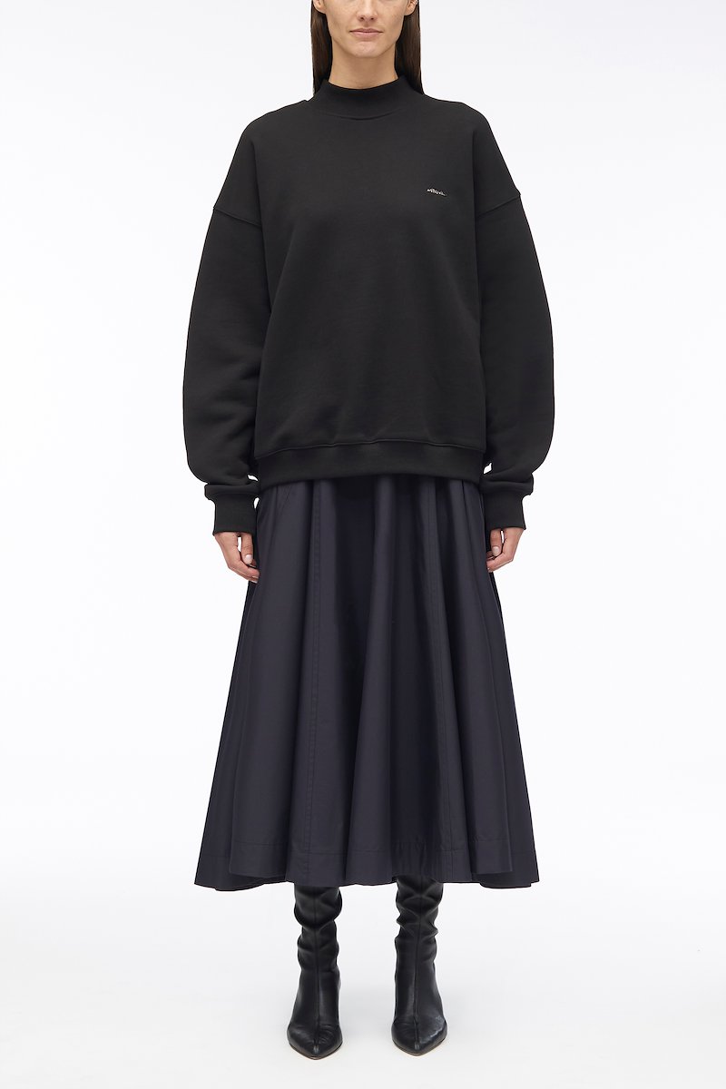 Compact French Terry Sweatshirt-black #0 Compact French Terry Sweatshirt, logo-print crew-neck sweatshirt from 3.1 PHILLIP LIM featuring black, cotton blend, logo print at the chest, crew neck, long sleeves and ribbed edge.- 0