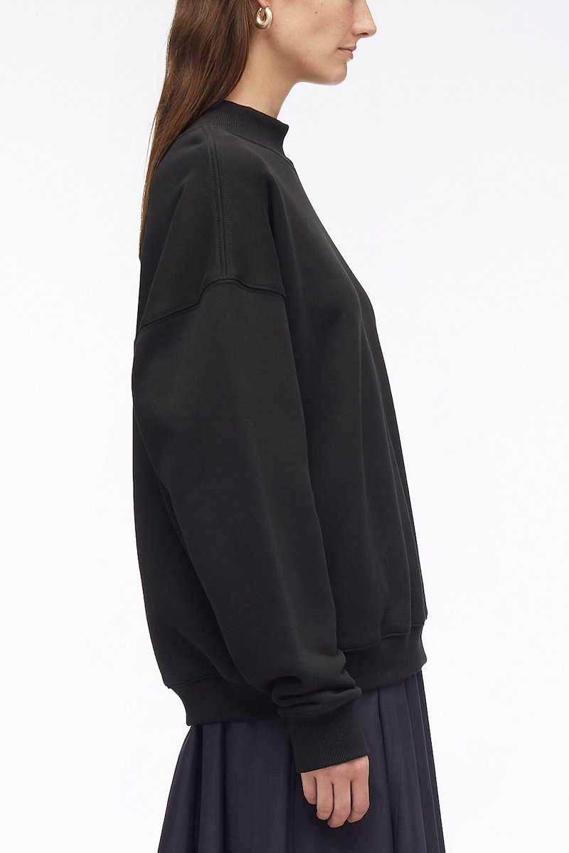 Compact French Terry Sweatshirt-black #0 Compact French Terry Sweatshirt, logo-print crew-neck sweatshirt from 3.1 PHILLIP LIM featuring black, cotton blend, logo print at the chest, crew neck, long sleeves and ribbed edge.- 2