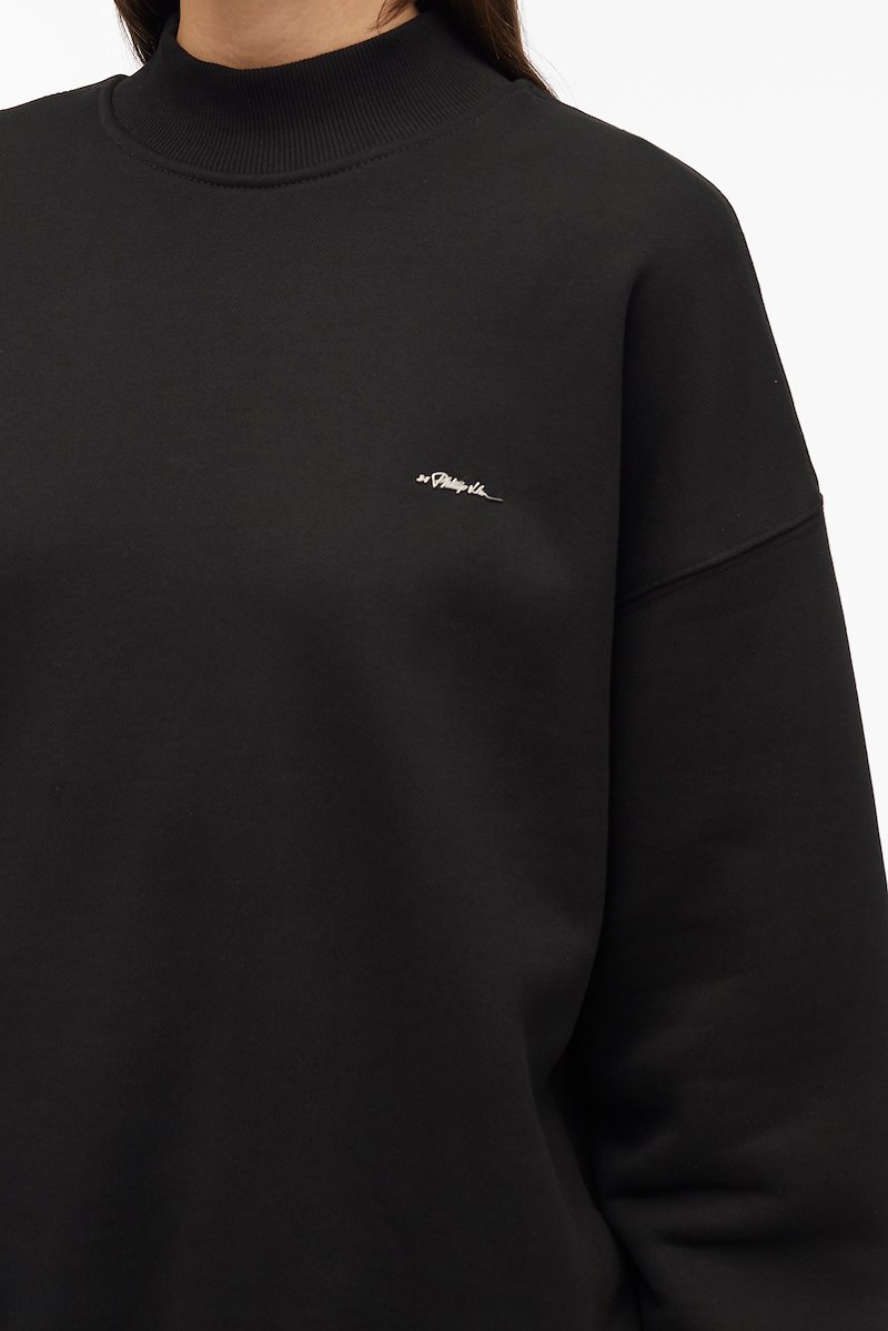 Compact French Terry Sweatshirt-black #0 Compact French Terry Sweatshirt, logo-print crew-neck sweatshirt from 3.1 PHILLIP LIM featuring black, cotton blend, logo print at the chest, crew neck, long sleeves and ribbed edge.- 4