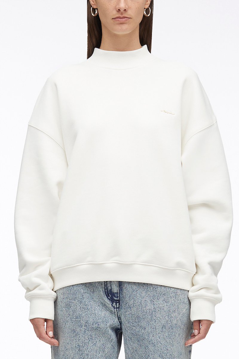 Compact French Terry Sweatshirt-white #1 Compact French Terry Sweatshirt, logo-print cotton sweatshirt from 3.1 PHILLIP LIM featuring ivory white, cotton, logo print at the chest, crew neck, long sleeves and ribbed edge.- 1