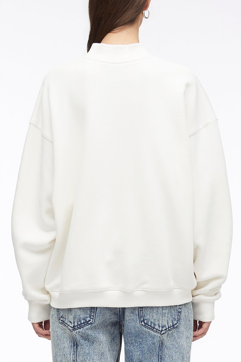 Compact French Terry Sweatshirt-white #1 Compact French Terry Sweatshirt, logo-print cotton sweatshirt from 3.1 PHILLIP LIM featuring ivory white, cotton, logo print at the chest, crew neck, long sleeves and ribbed edge.- 3