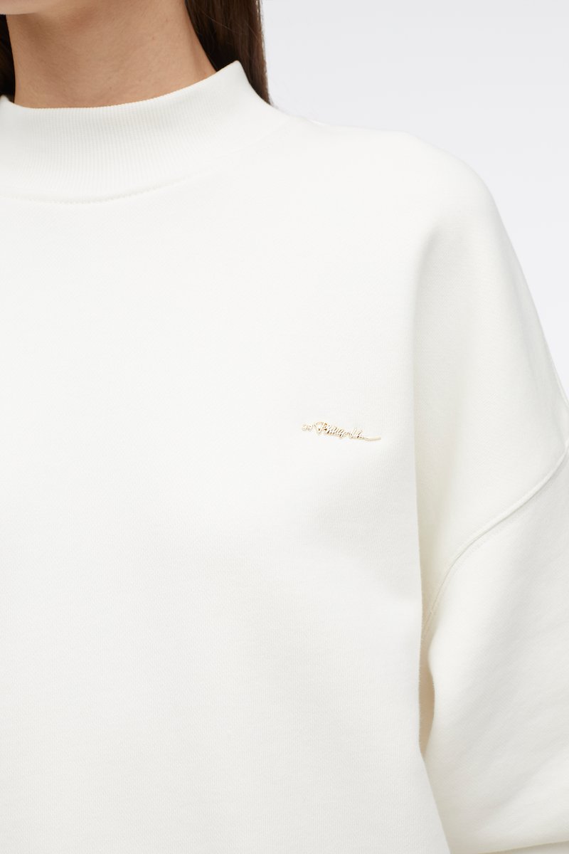 Compact French Terry Sweatshirt-white #0 Compact French Terry Sweatshirt, logo-print cotton sweatshirt from 3.1 PHILLIP LIM featuring ivory white, cotton, logo print at the chest, crew neck, long sleeves and ribbed edge.- 4