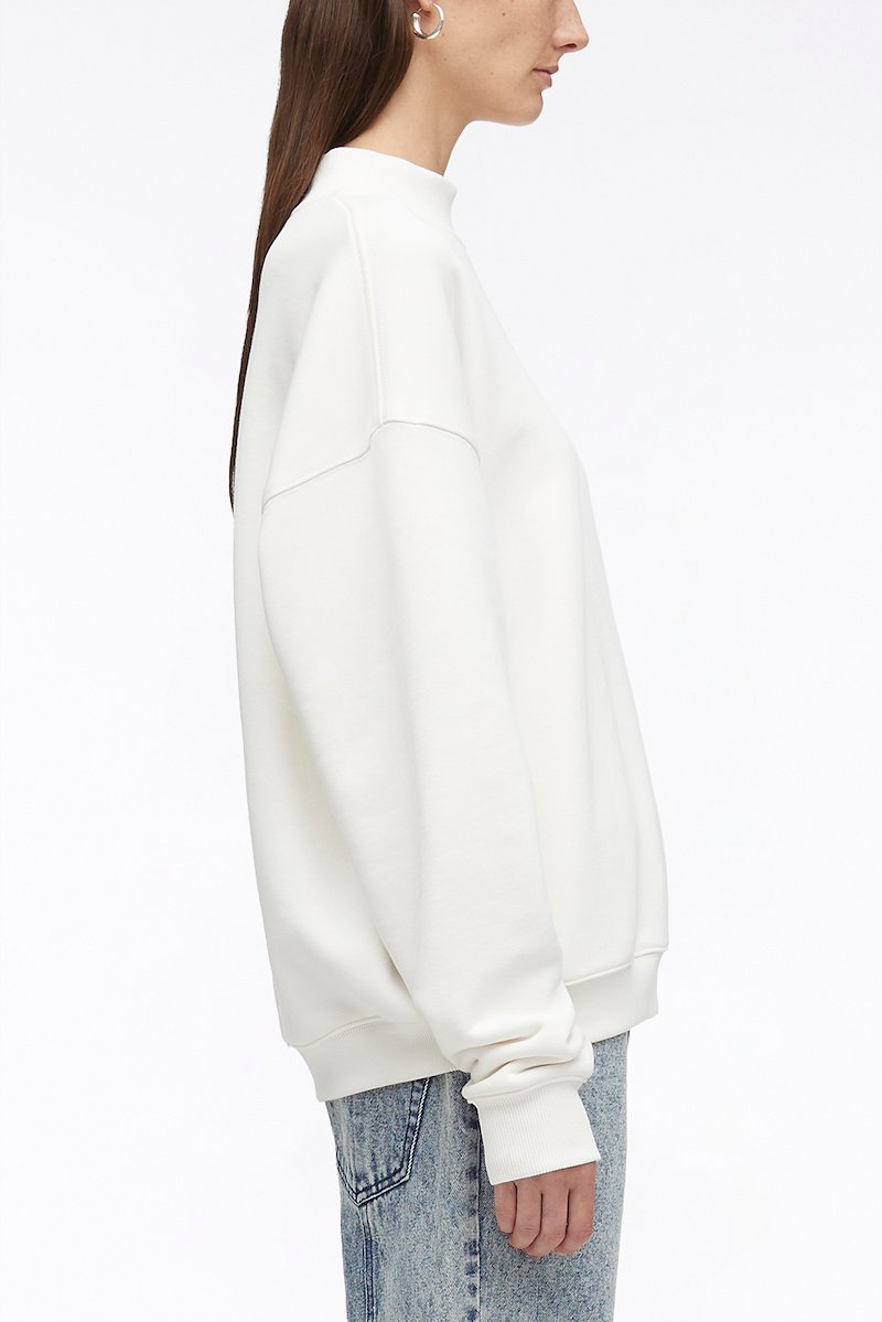 Compact French Terry Sweatshirt-white #0 Compact French Terry Sweatshirt, logo-print cotton sweatshirt from 3.1 PHILLIP LIM featuring ivory white, cotton, logo print at the chest, crew neck, long sleeves and ribbed edge.- 2