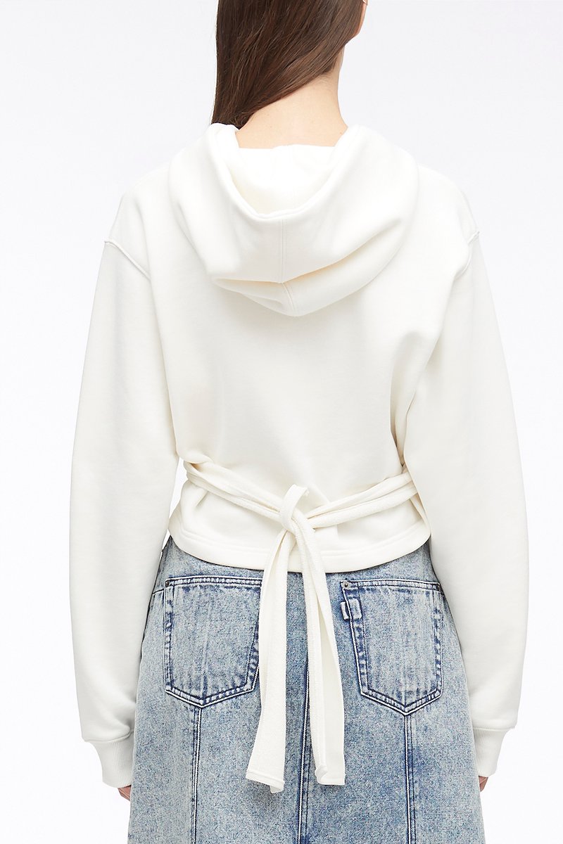 Compact French Terry Front Wrap Hoodie-white #1 Compact French Terry Front Wrap Hoodie, embroidered-logo wrap hoodie from 3.1 PHILLIP LIM featuring white, cotton, wrap design, embroidered logo at the chest, classic hood, drop shoulder, long sleeves and ribbed cuffs.- 3