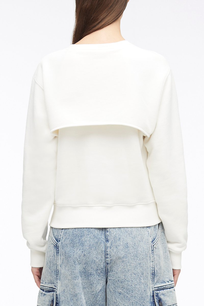 Compact French Terry Cut Out Sweatshirt-white #1 Compact French Terry Cut Out Sweatshirt, cut-out French Terry sweatshirt from 3.1 PHILLIP LIM featuring cotton, cut-out detailing, crew neck, long sleeves, elasticated cuffs, elasticated hem and antique white.- 3
