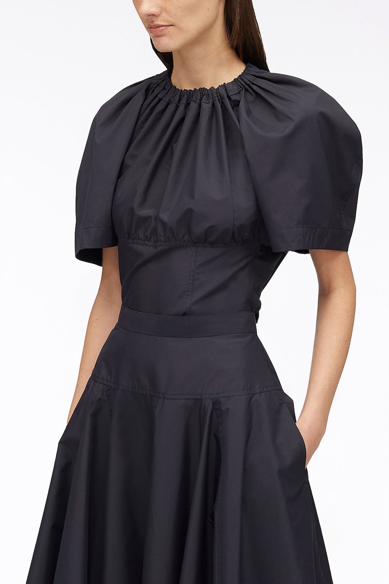 Poplin Midi Skirt-blue #0 Poplin Midi Skirt, A-line midi skirt from 3.1 PHILLIP LIM featuring midnight blue, cotton blend, A-line, high waist, concealed rear zip fastening and below-knee length.- 4