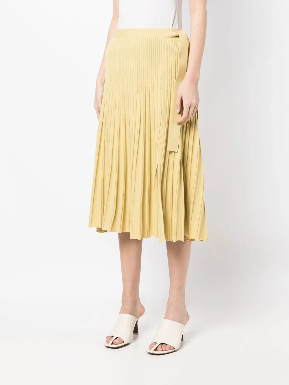 3.1 Phillip Lim Pleated Wool-blend Midi Skirt In Yellow
