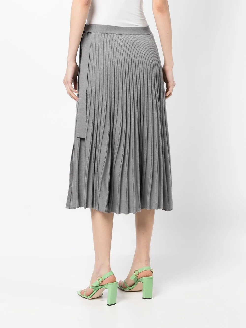 3.1 Phillip Lim Pleated Belted Skirt In Light Grey Melange | ModeSens