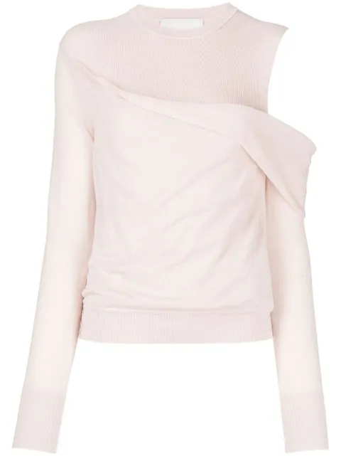 3.1 Phillip Lim Draped Fallen-Shoulder wool top