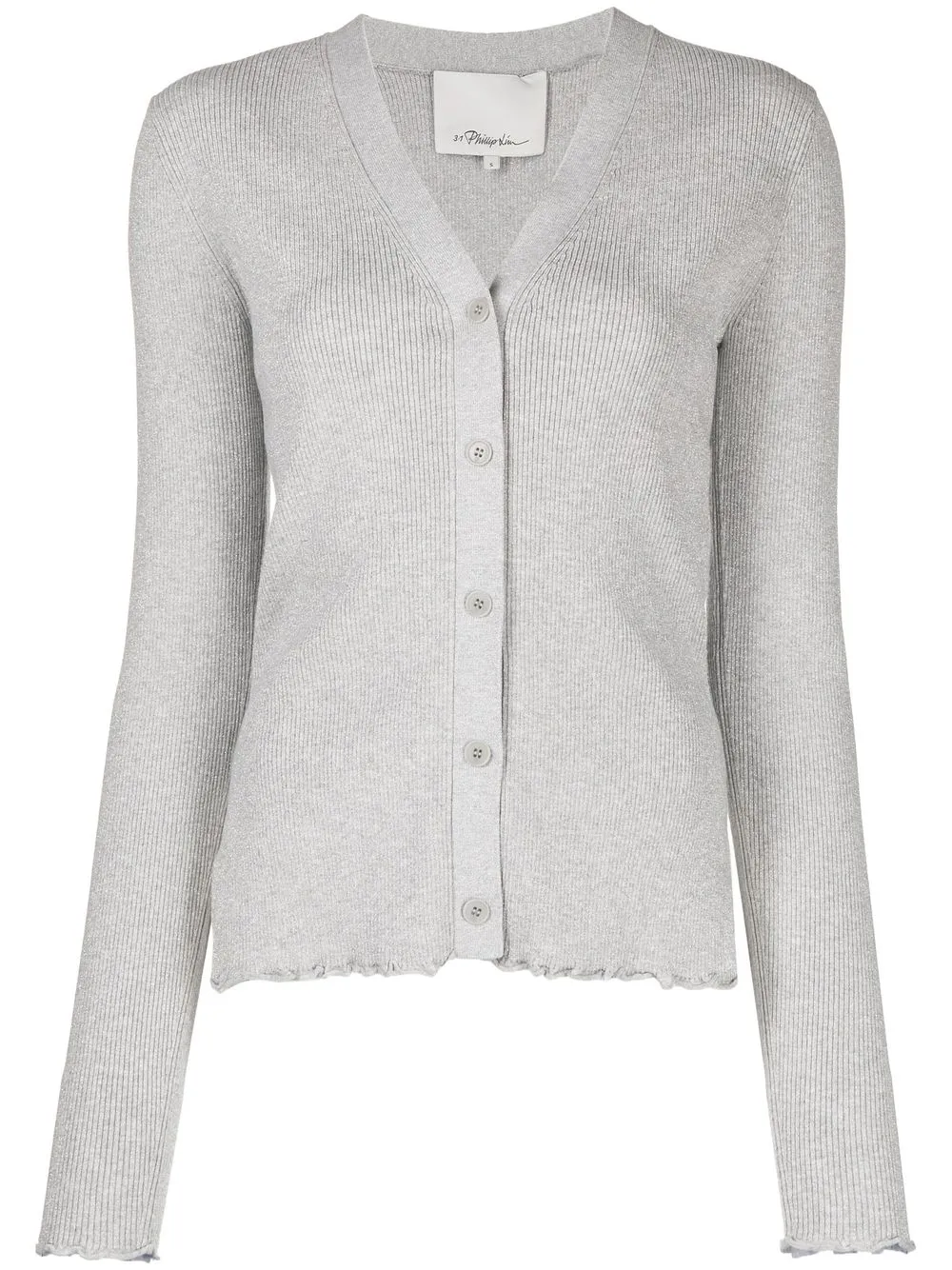 3.1 Phillip Lim V-neck Ribbed Cardigan In 灰色