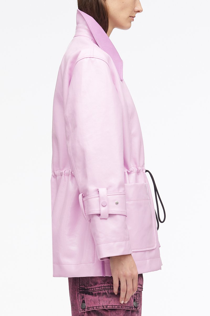 Laminated Cotton Canvas Field Jacket-pink #0 Laminated Cotton Canvas Field Jacket, - 2