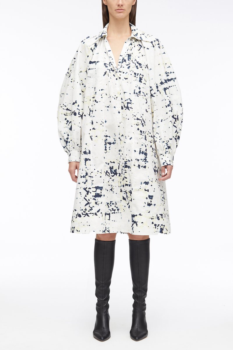 Kaleidoscope Print Poplin Shirt Dress-white #0 Kaleidoscope Print Poplin Shirt Dress, - 0