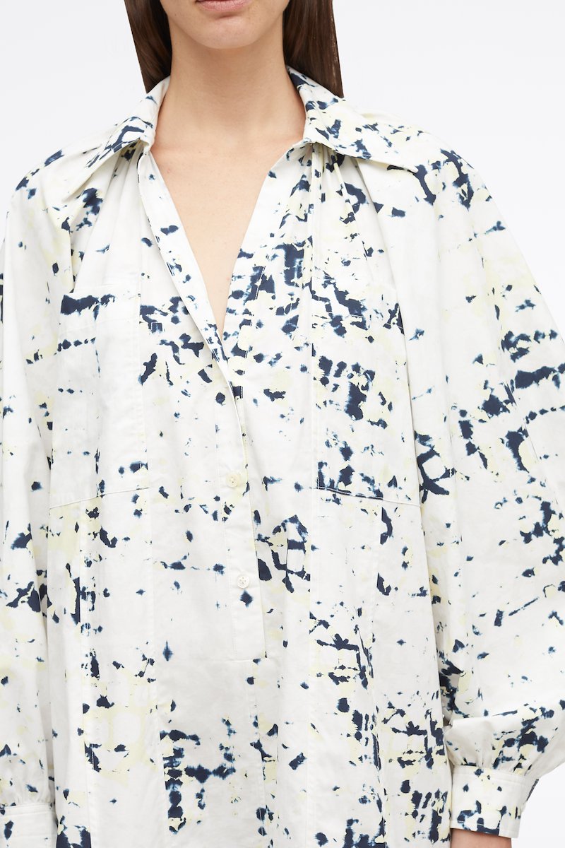 Kaleidoscope Print Poplin Shirt Dress-white #1 Kaleidoscope Print Poplin Shirt Dress, - 3