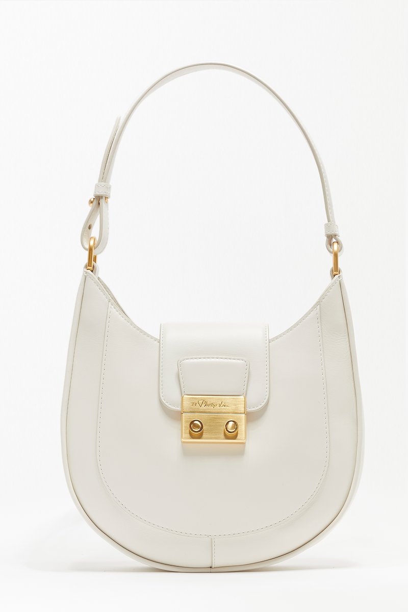 Pashli Modern Hobo-white #0 Pashli Modern Hobo, Pashli Modern Hobo bag from 3.1 PHILLIP LIM featuring white, calf leather, engraved logo, gold-tone hardware, single shoulder strap, foldover top, gold-tone clasp fastening and main compartment.- 0
