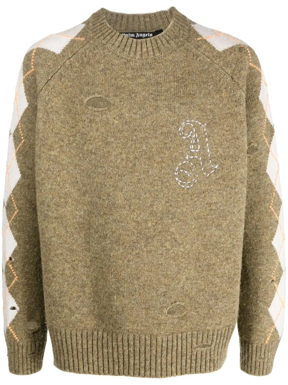 

Palm Angels logo-stitch argyle-knit jumper - Green
