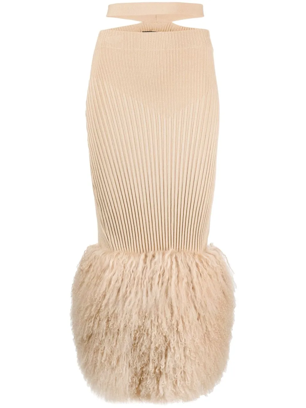 

ANDREĀDAMO ribbed lambs wool skirt - Neutrals