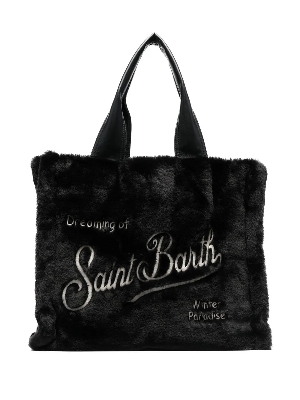 

MC2 Saint Barth Flavea faux-fur embroidered-logo tote bag - Black