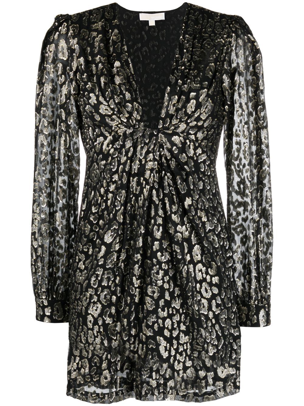 Shop Michael Michael Kors Leopard Jacquard Mini Dress In Black
