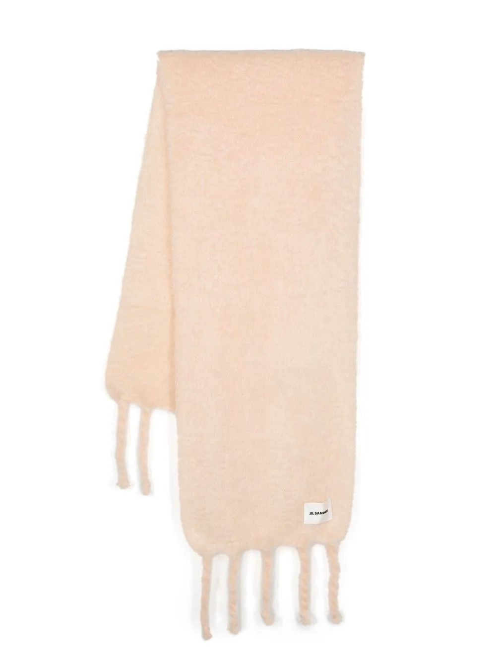 

Jil Sander logo-patch fringed scarf - Pink