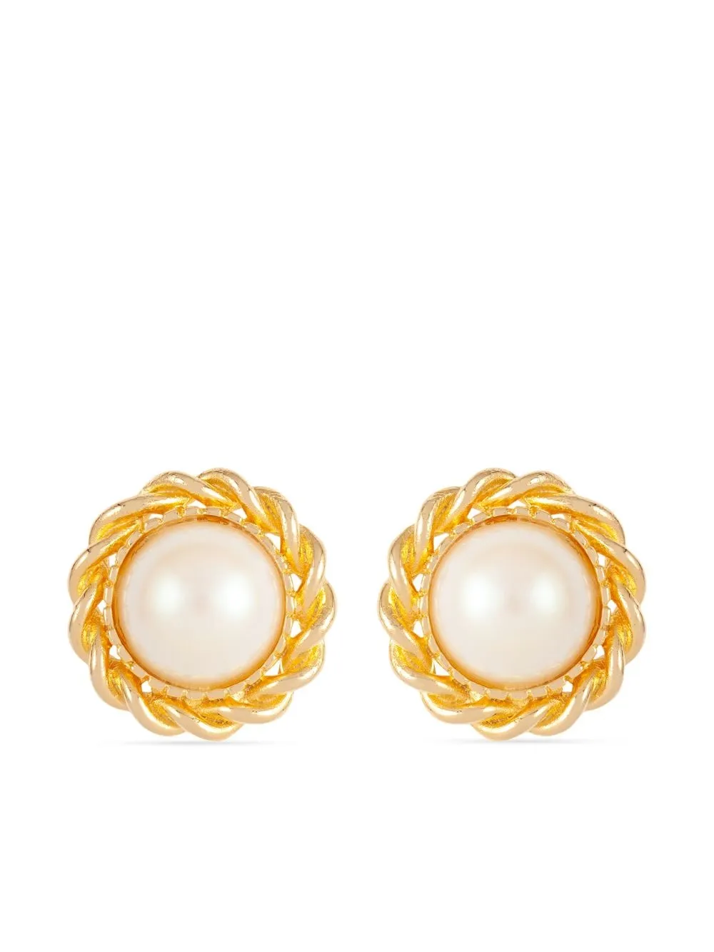 Susan Caplan Vintage 1990s faux pearl clip-on earrings | Gold | Image 1