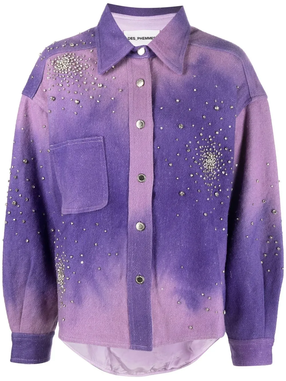 

DES PHEMMES crystal-embellished tie-dye pattern jacket - Purple