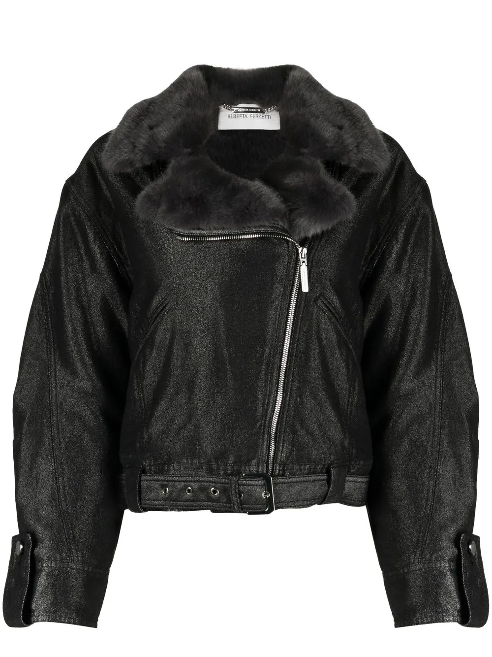 

Alberta Ferretti faux-leather biker jacket - Black