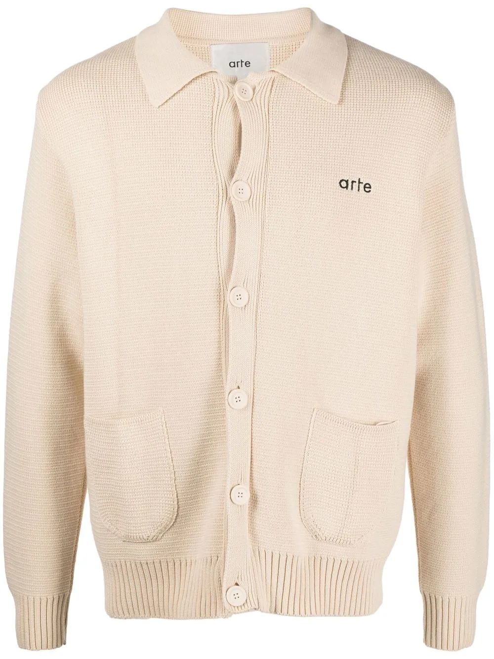 

ARTE embroidered-logo knitted cardigan - Neutrals