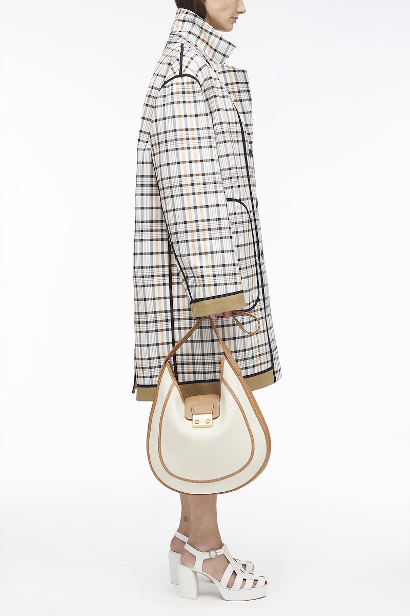 Pashli Large Modern Hobo-neutrals #1 Pashli Large Modern Hobo, Pashli Large Modern Hobo bag from 3.1 PHILLIP LIM featuring ecru, brown, cotton, calf leather, canvas, leather trim, contrast stitching, engraved logo, gold-tone hardware, push-lock fastening, curve-edge body, main compartment and internal zip-fastening pocket.- 1